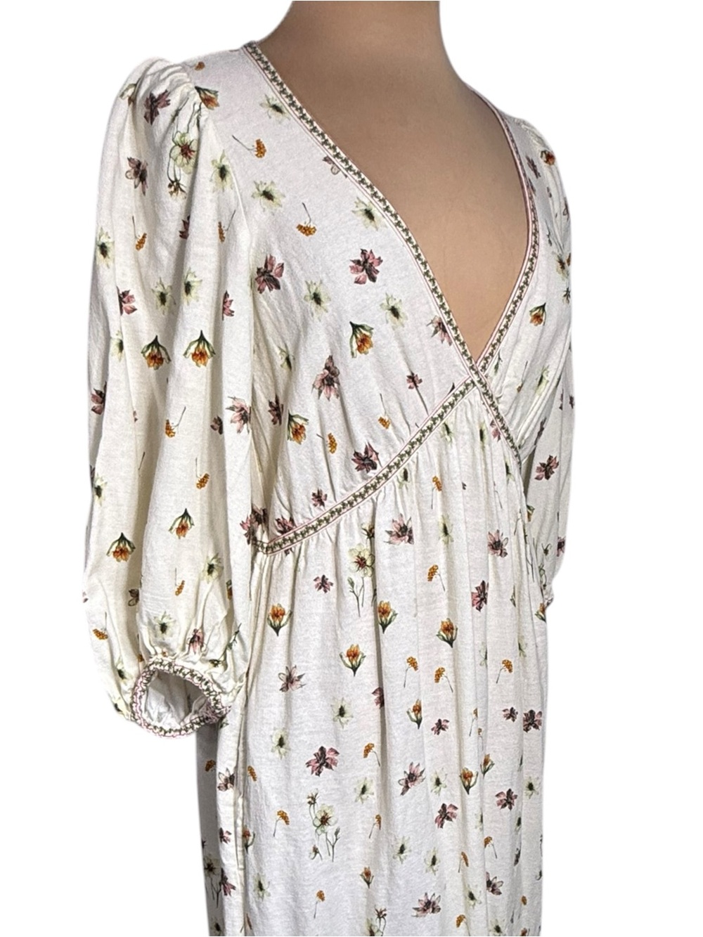 Max Studio London Floral Prairie Maxi Dress Large Linen Rayon Cottagecore NWOT - Picture 3 of 8